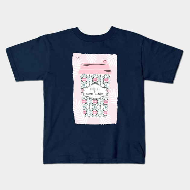 Coffee and Confidence Kids T-Shirt by Duchess Plum